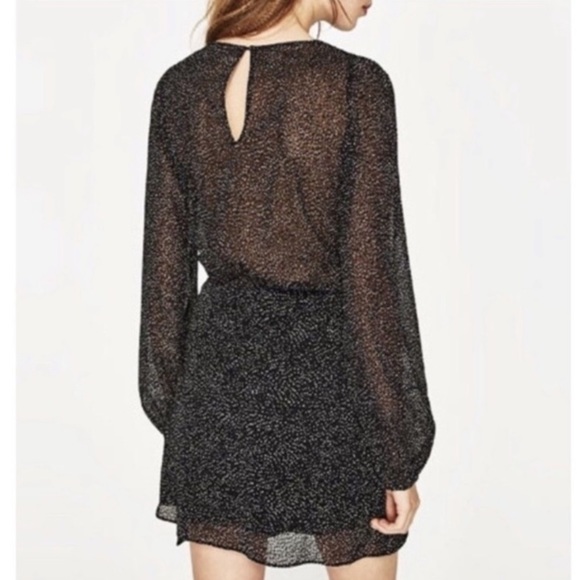 SOLD - Zara Trafaluc Sheer Polka Dot Wrap Dress - Picture 6 of 16